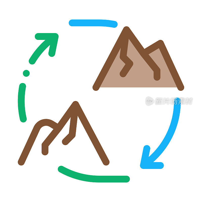 运行之间的山al-safa和al marva图标矢量大纲插图